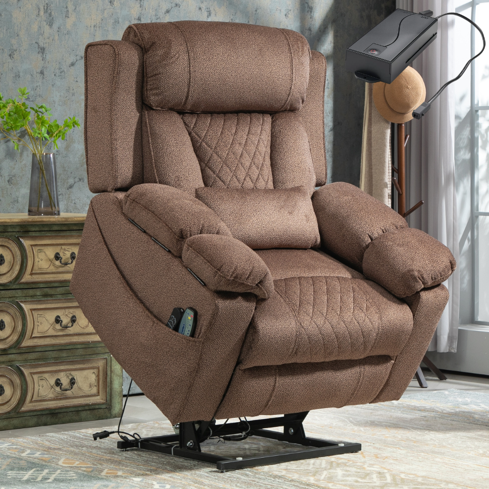 StashEase Lift Chair Lay Flat Recliner, 28 Inch Wide Seat Oversized (Free 2 Years Warranty)