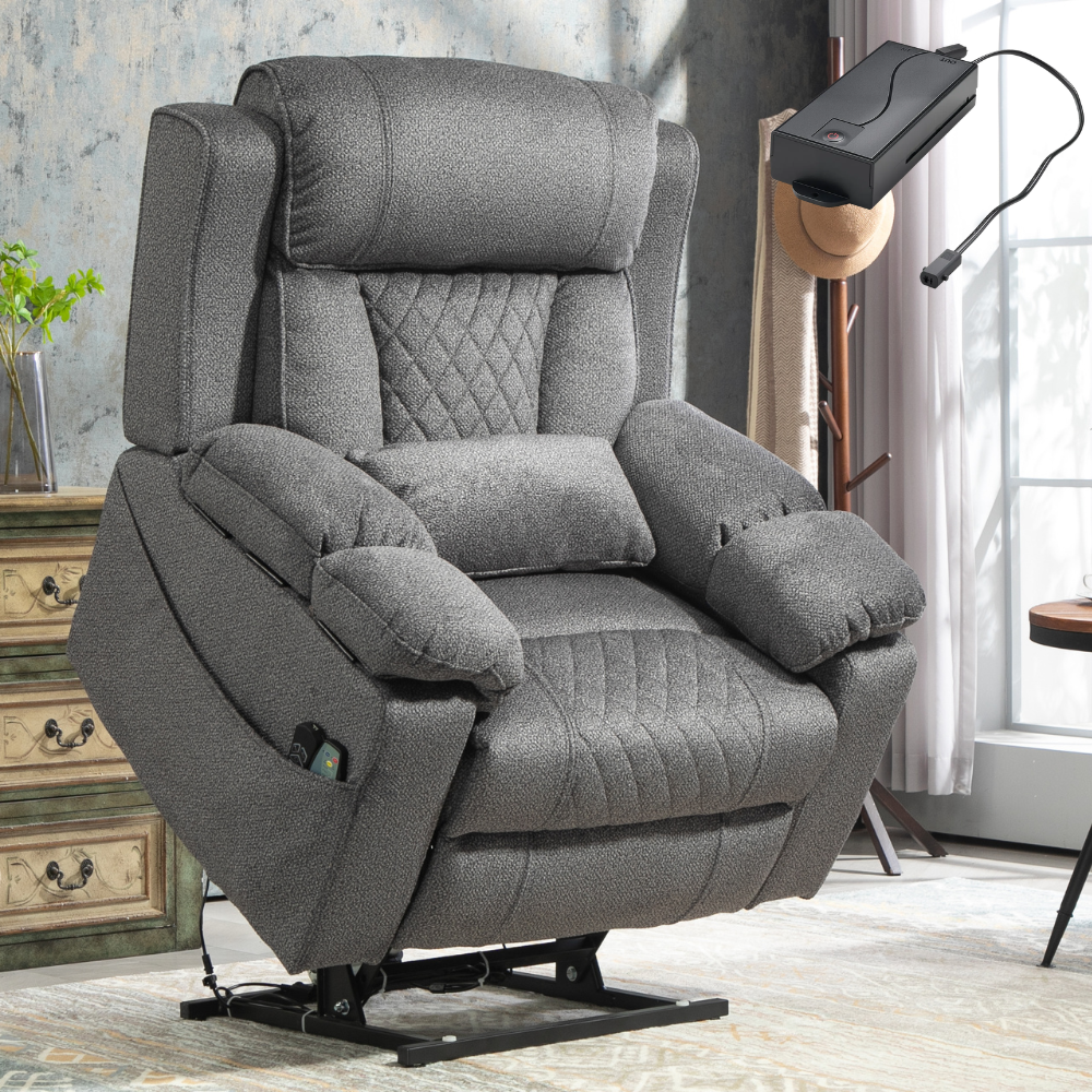 StashEase Lift Chair Lay Flat Recliner, 28 Inch Wide Seat Oversized (Free 2 Years Warranty)