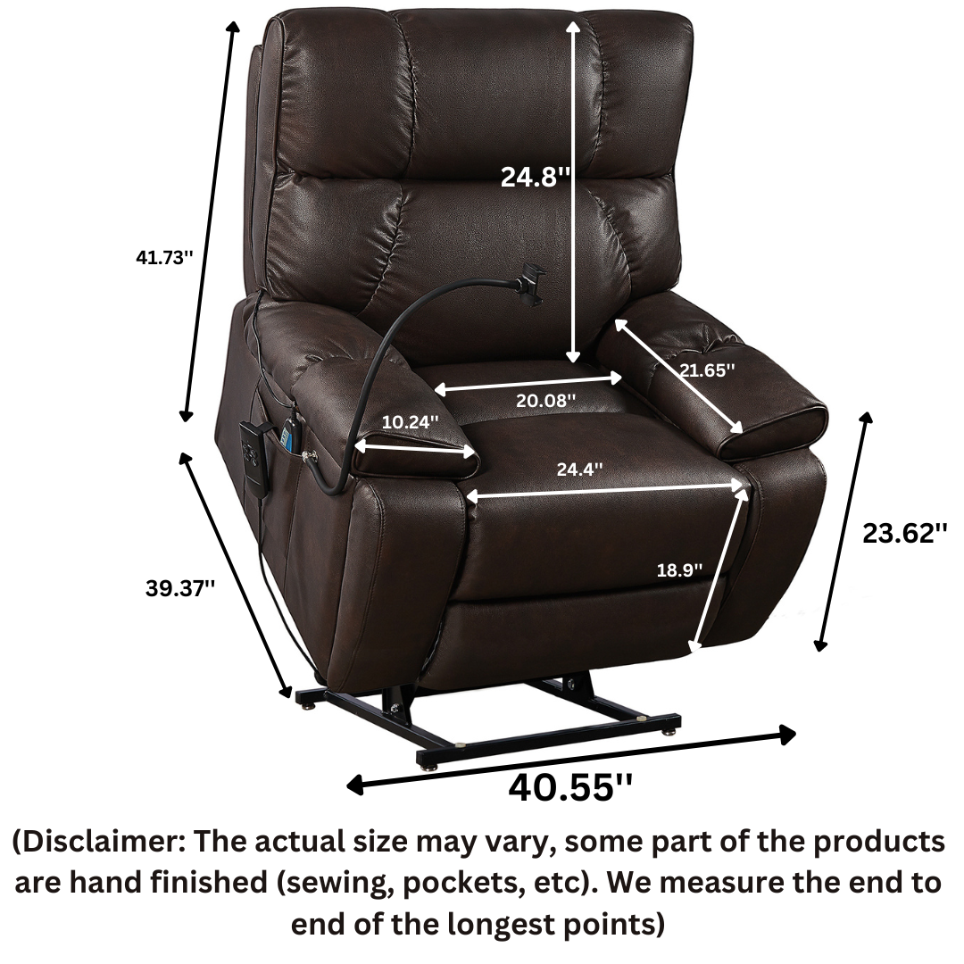 CozyRead Lay Flat Lift Chair, WIth Back Up Battery Brown ‪(FREE 2 Years Warranty)