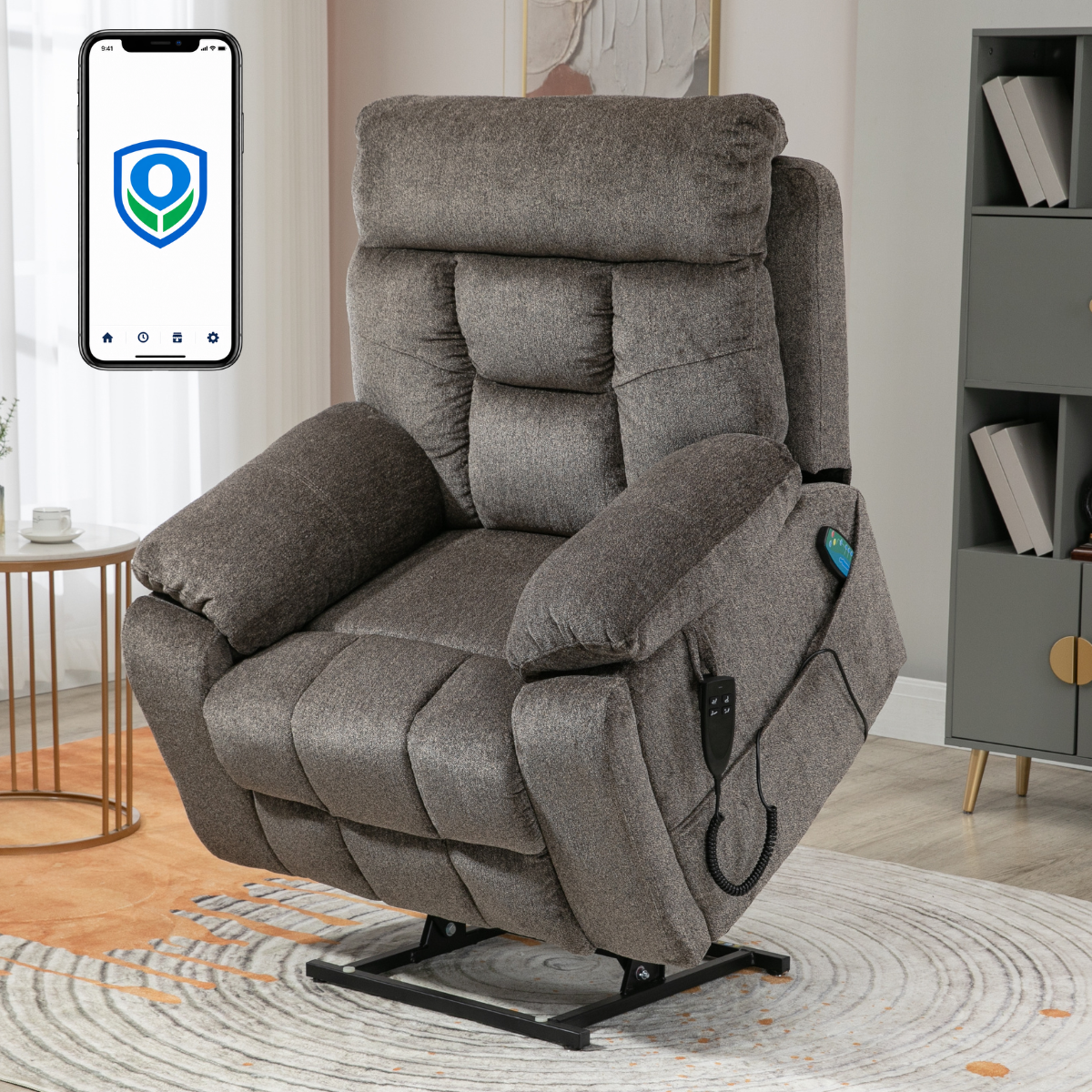 Castle (2.0) Lay flat Lift Chair, 26 Inch Extra Wide Seat, Dark Gray