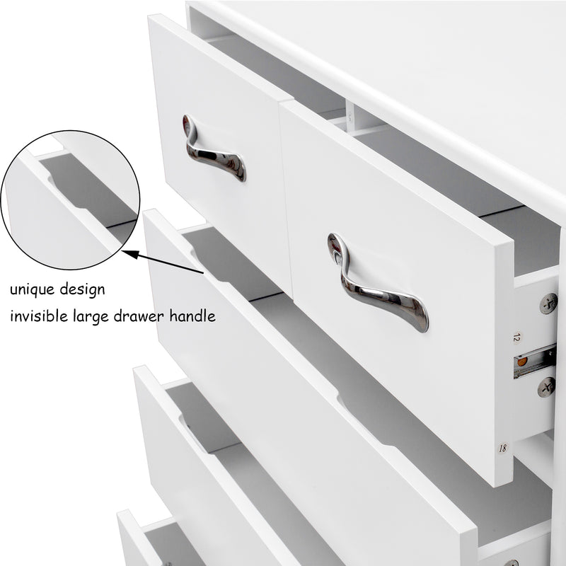 6 Drawers Storage Dresser - White