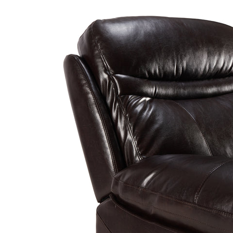 Signature Recliner Chair, Premium Faux Leather, Sleeping Chair with Heat and Massage - Brown