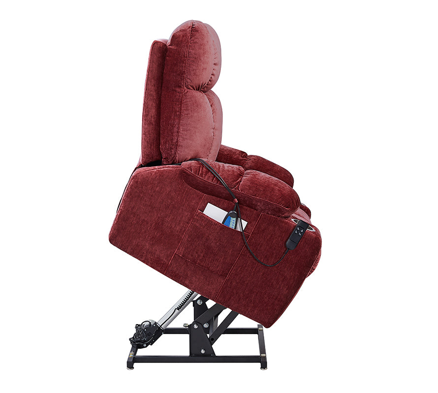 NestingCloud Lift Chair with Dual Motor, 180° Lay Flat Recliner, Heat and Massage, Red ‪(FREE 2 Years Warranty).