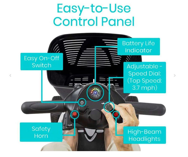 Vive 4 Wheel Mobility Scooter, TSA (FREE 2 Years Warranty)