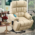 BulkyRiser Lift Chair for Senior, 25 Inch Wide Seat with Heat and Massage, with Cup Holder,  Beige ‪(FREE 2 Years CPS Warranty)