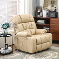 BulkyRiser Lift Chair for Senior, 25 Inch Wide Seat with Heat and Massage, with Cup Holder,  Beige ‪(FREE 2 Years CPS Warranty)