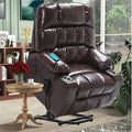 BulkyRiser Lift Chair for Big, 25 Inch Wide Seat with Heat and Massage, with Cup Holder,  Brown (FREE CPS 2 years insurance)