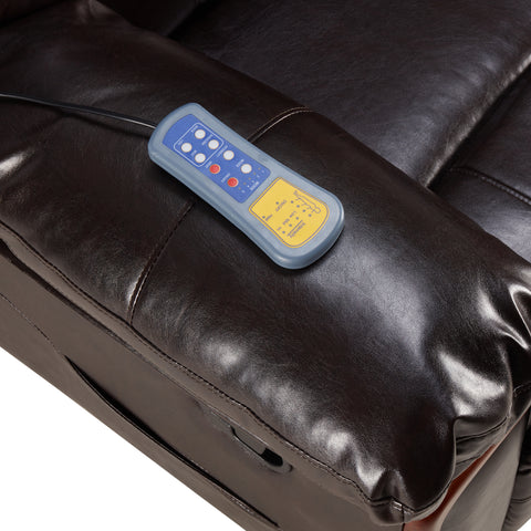 Signature Recliner Chair, Premium Faux Leather, Sleeping Chair with Heat and Massage - Brown