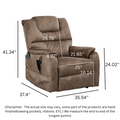Please note that the size of the Crius Lift Chair may vary slightly due to the hand finishing of certain parts of the product, such as sewing pockets, ribbons, and other decorative features. While we make every effort to ensure the accuracy of our measurements, it is important to understand that the actual size of the chair may differ slightly from the dimensions provided.