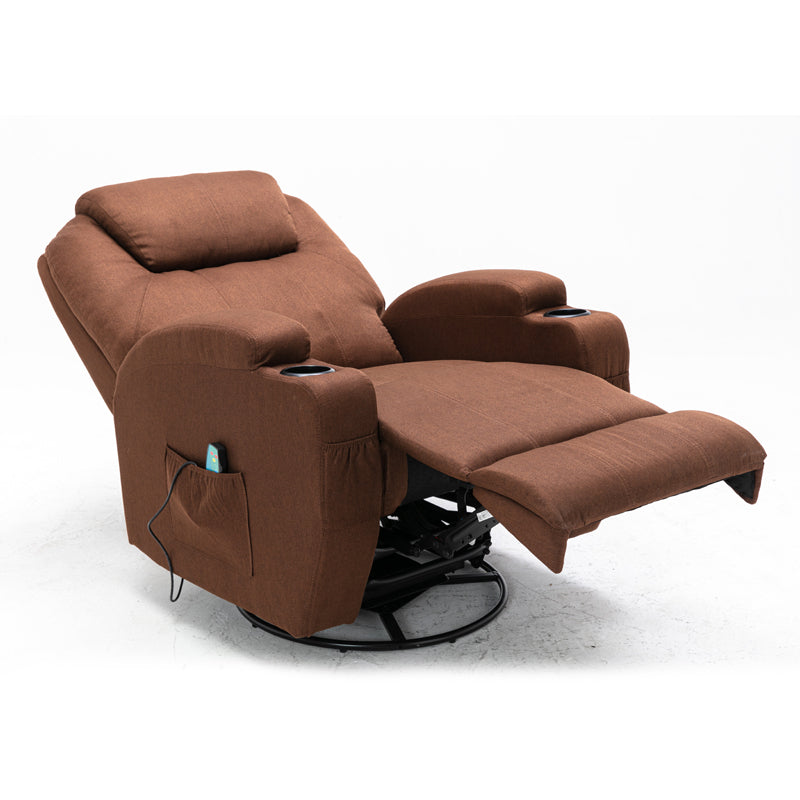 Manual Recliner Chair, Swivel Chair with Heat and Massager, Stressless Sleeping Chair
