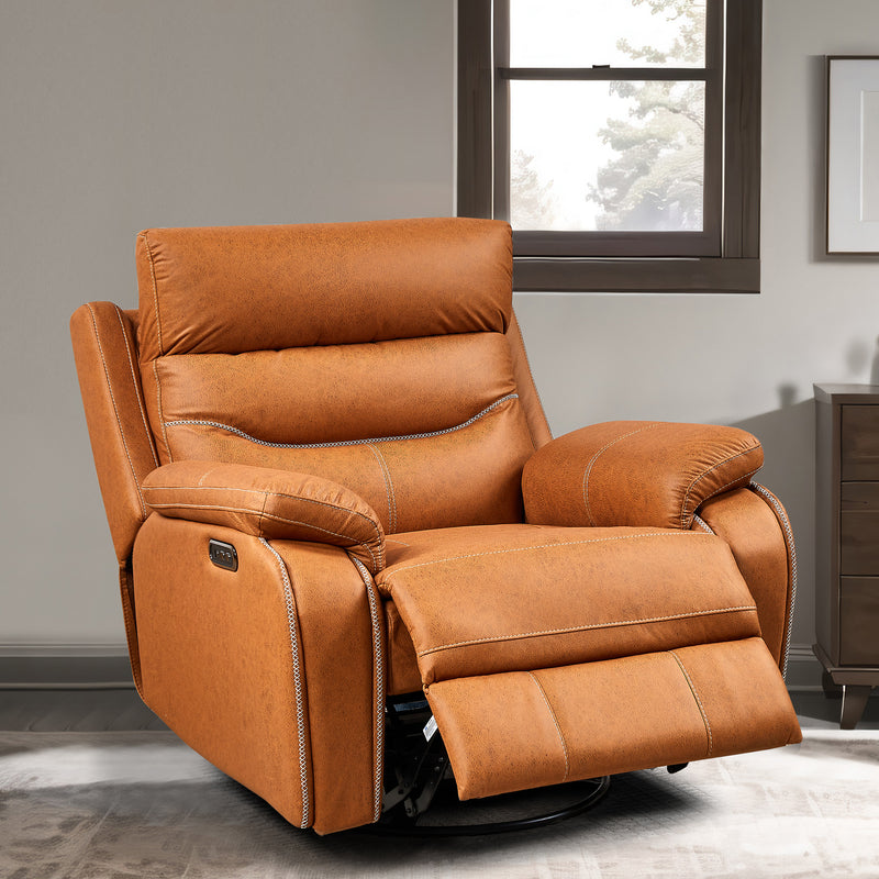 ComfortPivot Swivel Rocking Recliner, Power Headrest - Fuegan Orange (FREE Eye Massager)