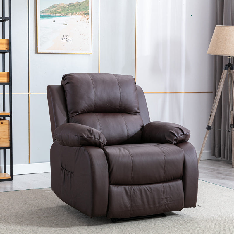Recliner Chair, Premium Faux PU Leather Stressless Sleeping Chair - Brown