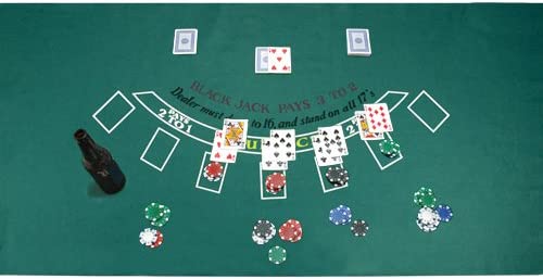 Blackjack & Texas Hold 'Em Felt Mat – 2-in-1 Gaming Table Top for Poker Games & Blackjack