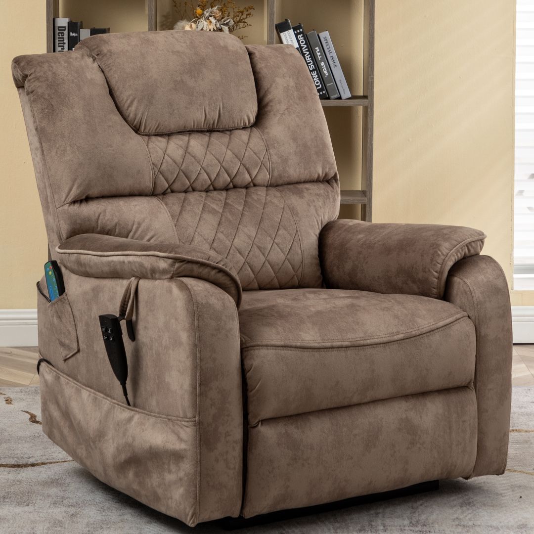 SleepingTitan Lift Chair, Extra Wide with Dual Motor, 180° Lay Flat Recliner, Heat and Massage, Brown ‪(FREE 2 Years Warranty).