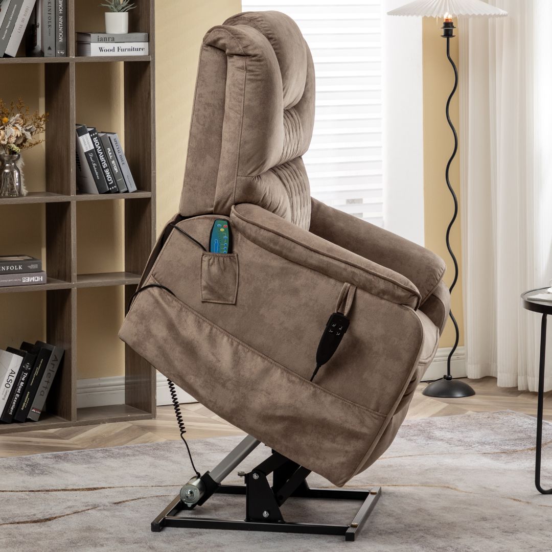 SleepingTitan Lift Chair, Extra Wide with Dual Motor, 180° Lay Flat Recliner, Heat and Massage, Brown ‪(FREE 2 Years Warranty).