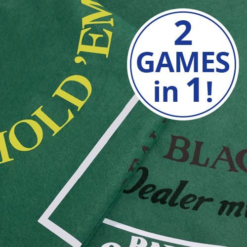 Blackjack & Texas Hold 'Em Felt Mat – 2-in-1 Gaming Table Top for Poker Games & Blackjack