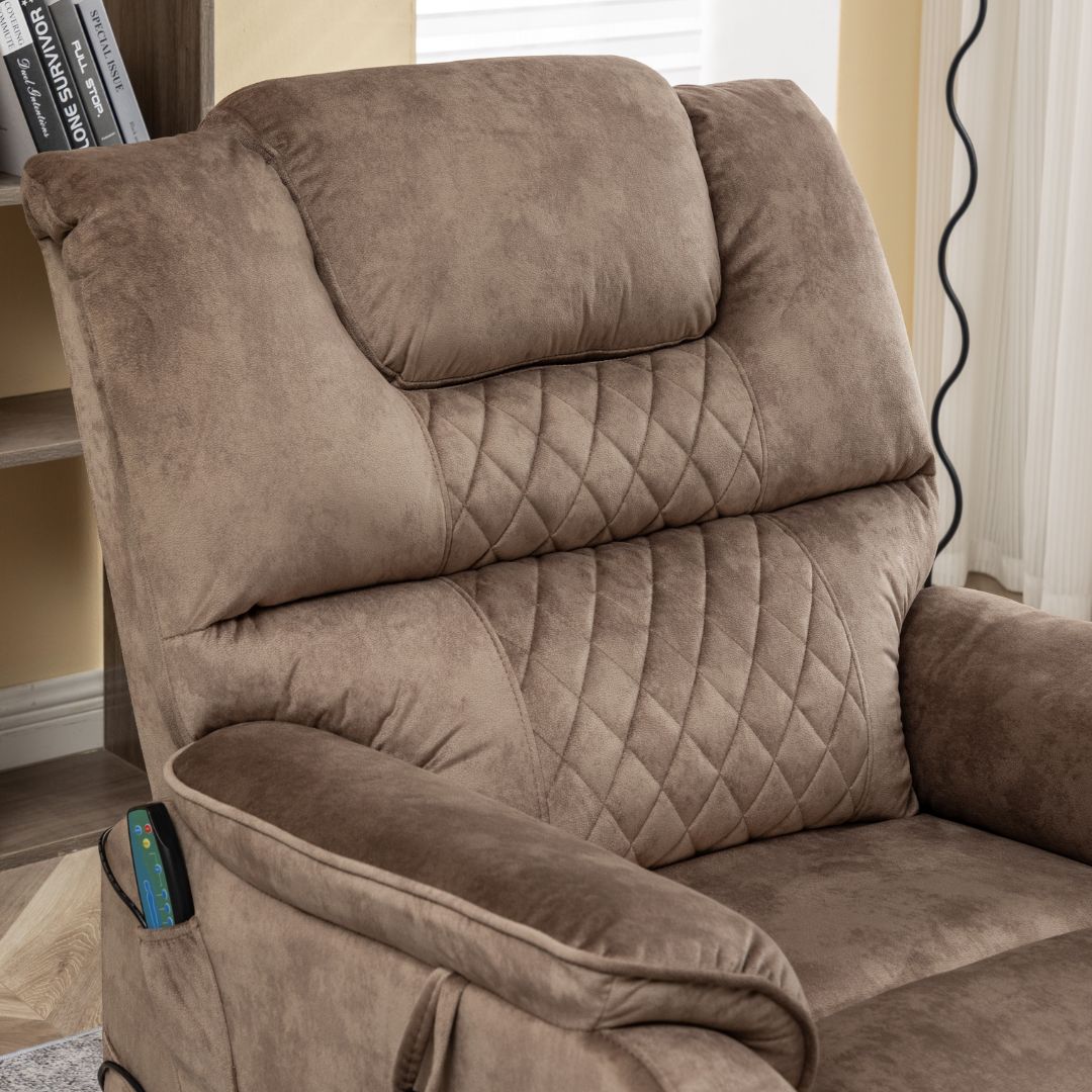 SleepingTitan Lift Chair, Extra Wide with Dual Motor, 180° Lay Flat Recliner, Heat and Massage, Brown ‪(FREE 2 Years Warranty).