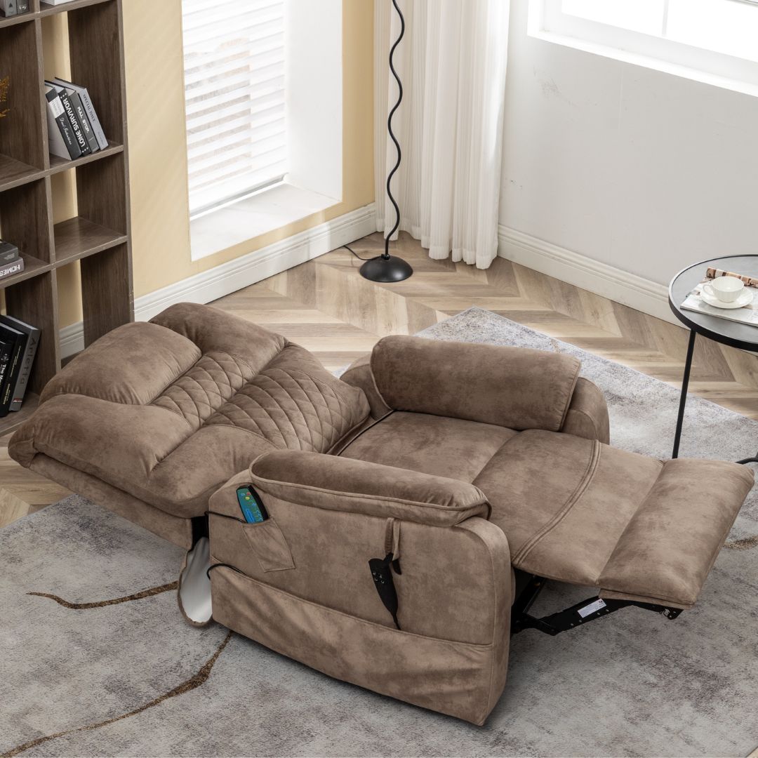 SleepingTitan Lift Chair, Extra Wide with Dual Motor, 180° Lay Flat Recliner, Heat and Massage, Brown ‪(FREE 2 Years Warranty).