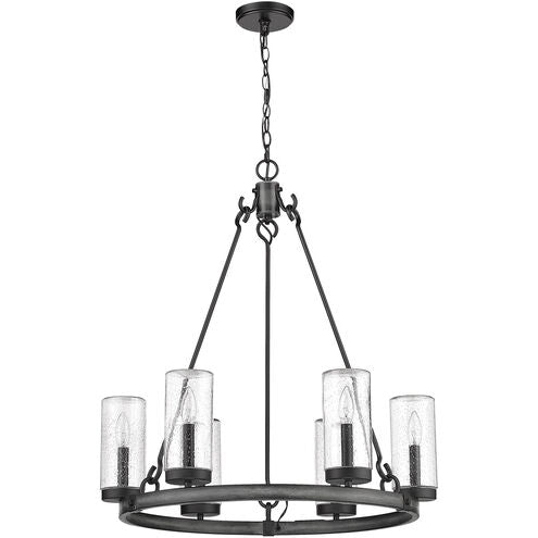 Marlow 6 Light 28 inch Ashen Barnboard Outdoor Pendant