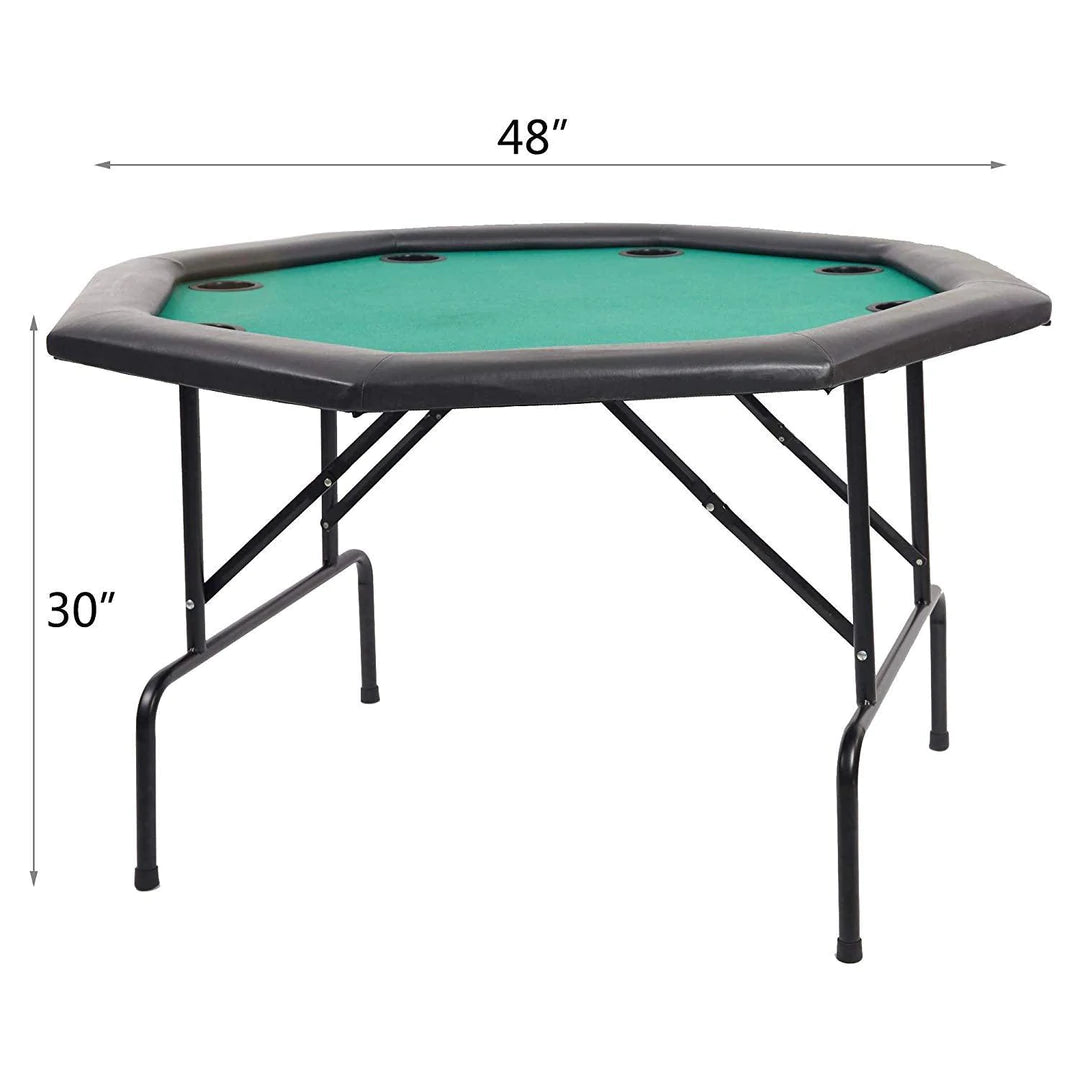 Folding Poker Table 48 Inch Octagon, with Folding Steel Legs and Cup Holders