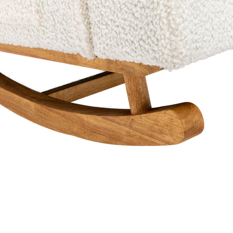 Rocking Chair, up to 300 Lb, Solid Wood, Ultra Comfy Cushion, White (Free Rug)
