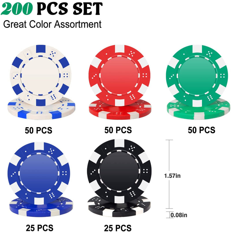 Poker Chips Set, 200PCS Poker Chips, Poker Set with Alumium Travel Case