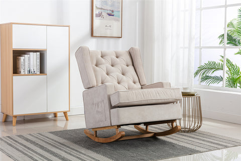 Rocking Chair, Free Area Rug, Solid Wood, Ultra Comfy Cushion