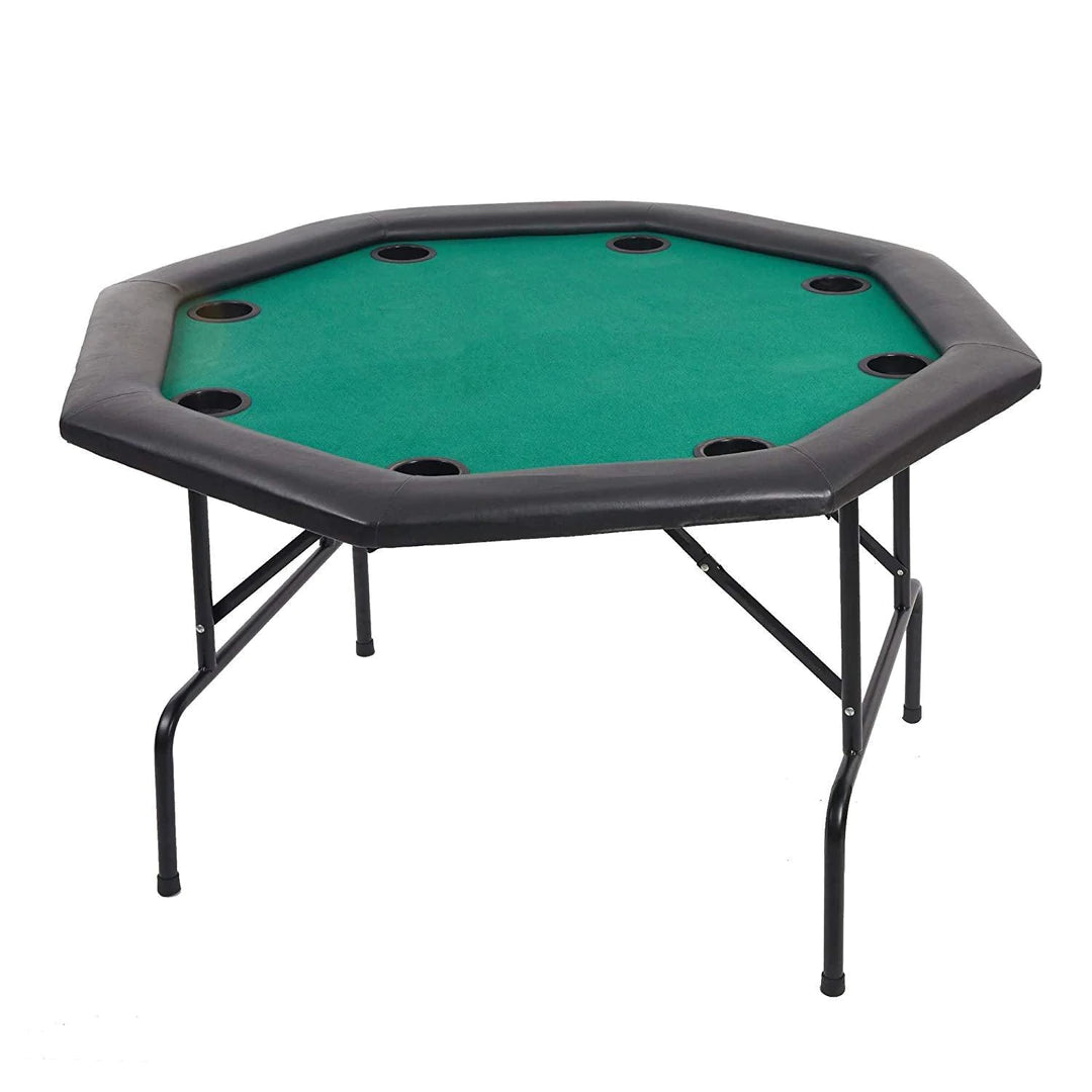 Folding Poker Table 48 Inch Octagon, with Folding Steel Legs and Cup Holders
