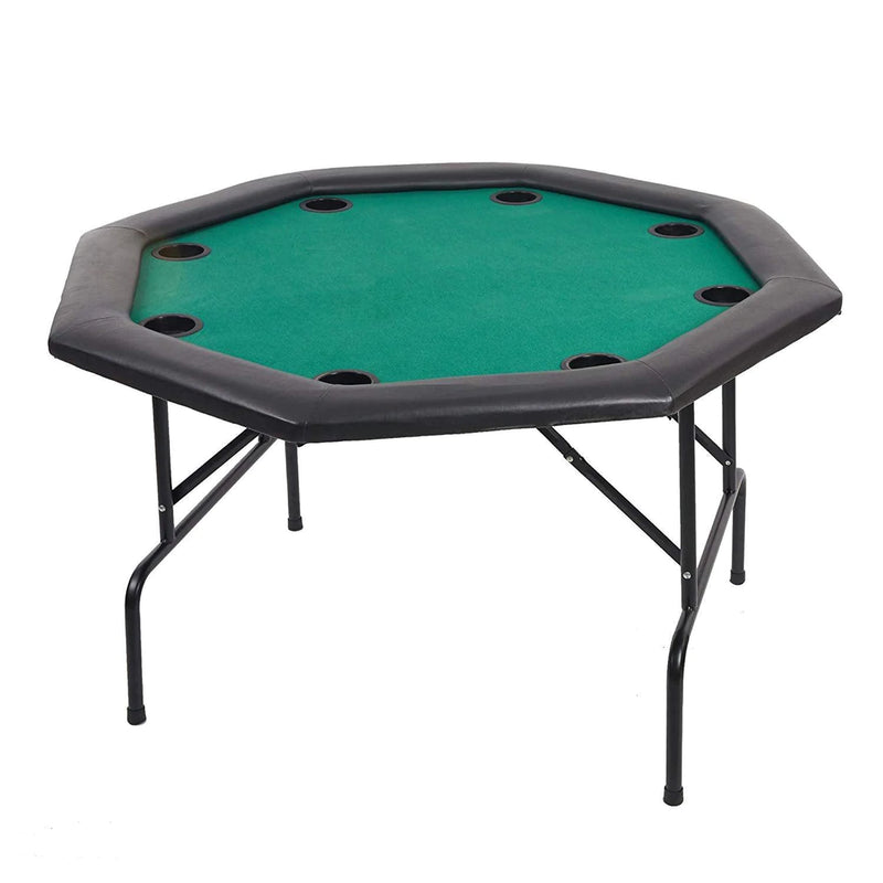 Folding Poker Table 48 Inch Octagon, with Folding Steel Legs and Cup Holders