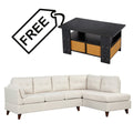 98 Inch L Shape Sofa with Chaise Lounge,Sectional Sofa with one Lumbar Pad,Beige (Free Coffee table)