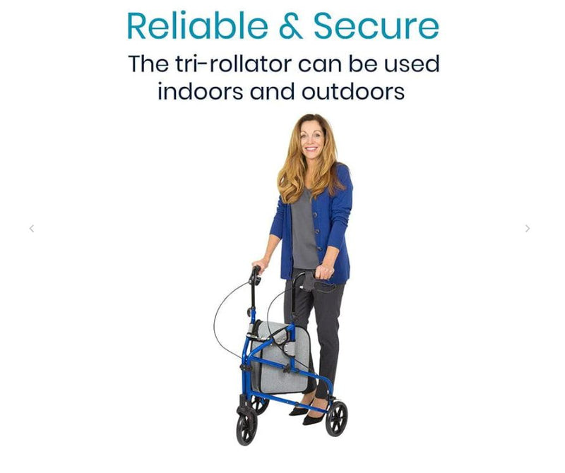 VIVE 3 Wheel Walker Rollator - Lightweight Foldable Walking Transport