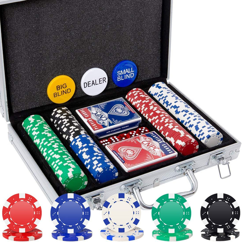 Poker Chips Set, 200PCS Poker Chips, Poker Set with Alumium Travel Case