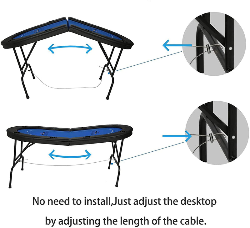 Folding Poker Table 72 Inch, Texas Holdem Multiple Players Casino Games Blackjack Baccarat