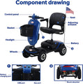 Metro Mobility 4-Wheel Mobility Scooter, Pneumatic Tires, Easy Charge and Automatic Braking System - Blue (Free 2 Years Warranty)