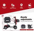 Metro Mobility 4-Wheel Mobility Scooter, Pneumatic Tires, Easy Charge and Automatic Braking System - Red (Free 2 Years Warranty)