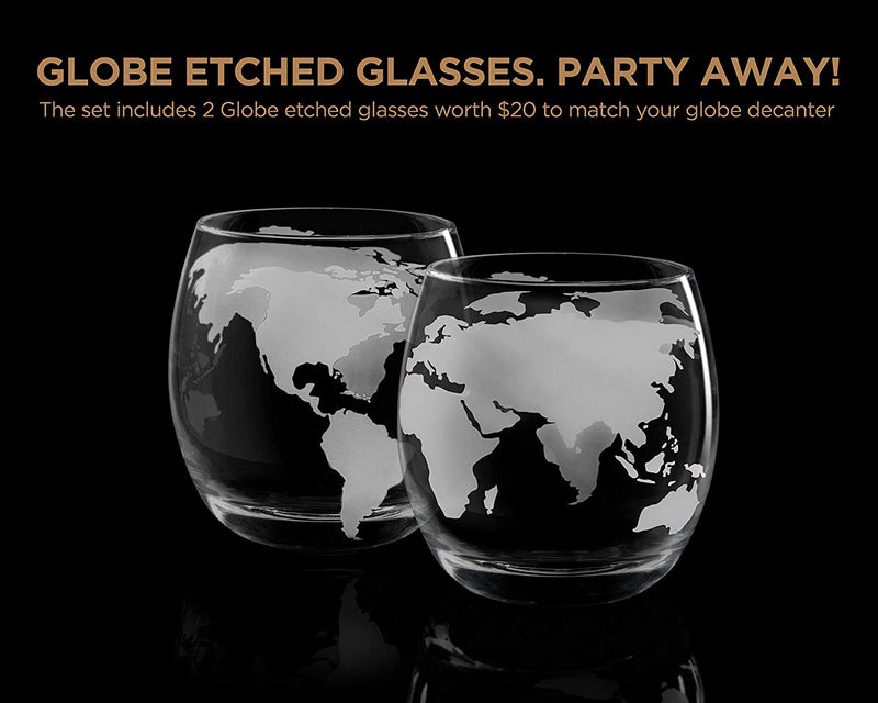 Globe Decanter Whiskey Decanter Sets with Two Glasses