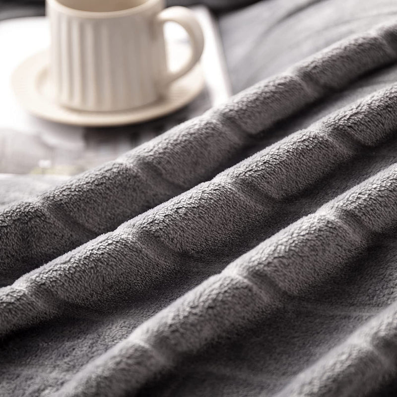 Fleece Cozy Sofa Bed Seasons Throw 330 GSM Soft Plush Fuzzy Warm Fluffy Blanket, 50"x 60", Dark Grey