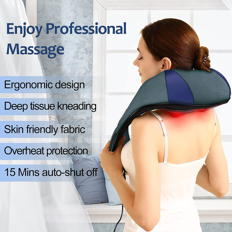 Neck Back Massager with Heat, Shiatsu Shoudler Massagers for Neck and Back Pain Relief,