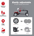 Metro Mobility 4-Wheel Mobility Scooter, Flat Free Tires, and Automatic Braking System - Red (Free 2 Years Warranty)