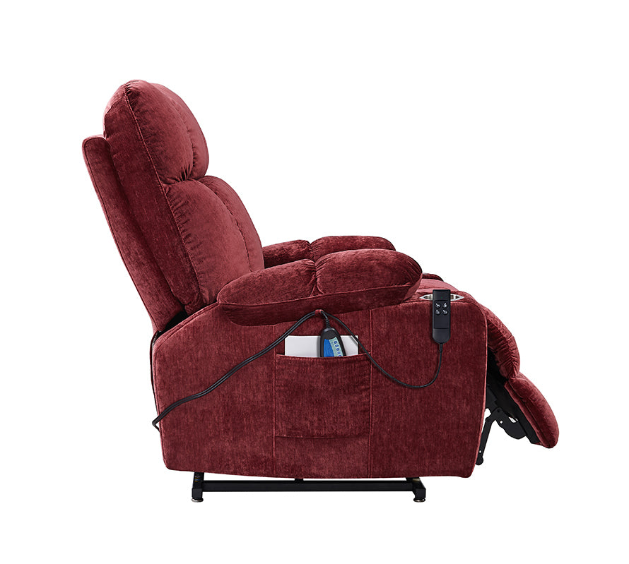 NestingCloud Lift Chair with Dual Motor, 180° Lay Flat Recliner, Heat and Massage, Red ‪(FREE 2 Years Warranty).