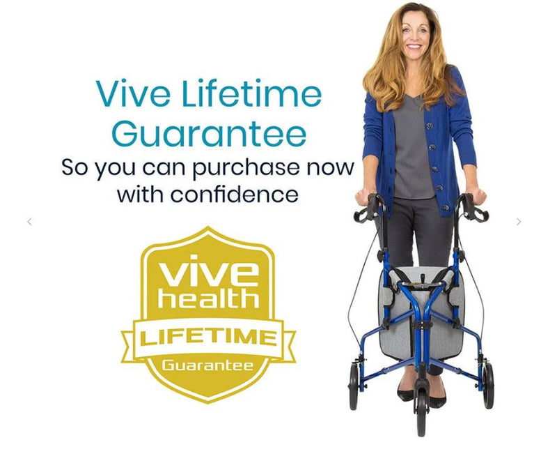 VIVE 3 Wheel Walker Rollator - Lightweight Foldable Walking Transport