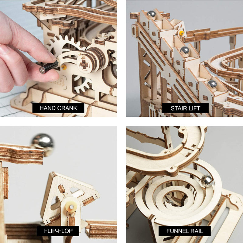 ROKR Marble Run Wooden Model Kits 3D Mechanical Puzzle with Paint