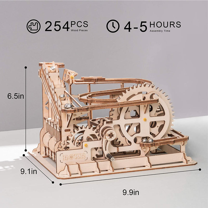 ROKR Marble Run Wooden Model Kits 3D Mechanical Puzzle with Chalk Board and Paint