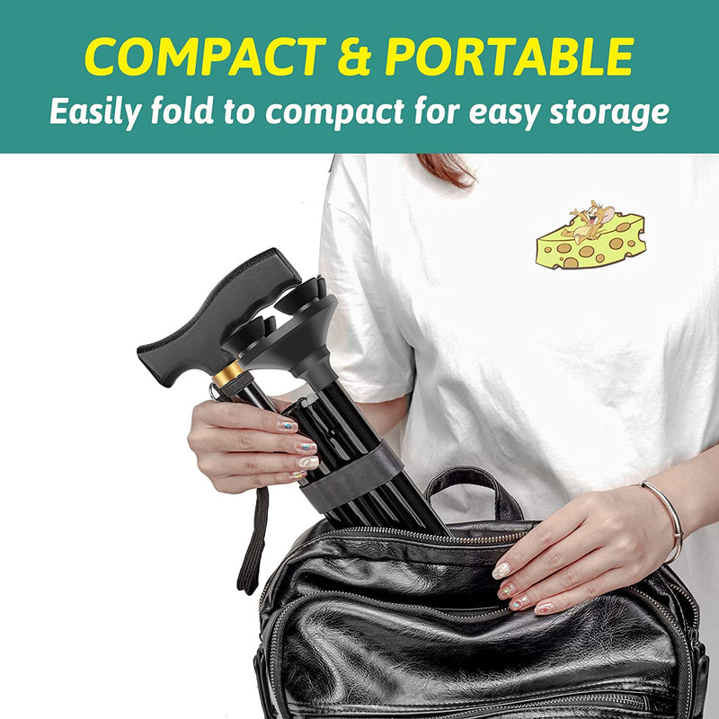 Walking Cane 250 Lbs Weight Limit, 5-Level Height Adjustable with Pivot Base