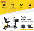 Metro Mobility 4-Wheel Mobility Scooter, Flat Free Tires, and Automatic Braking System - Yellow (FREE Seat Cushion with Strap)