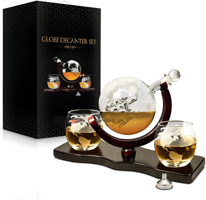 Globe Decanter Whiskey Decanter Sets with Two Glasses