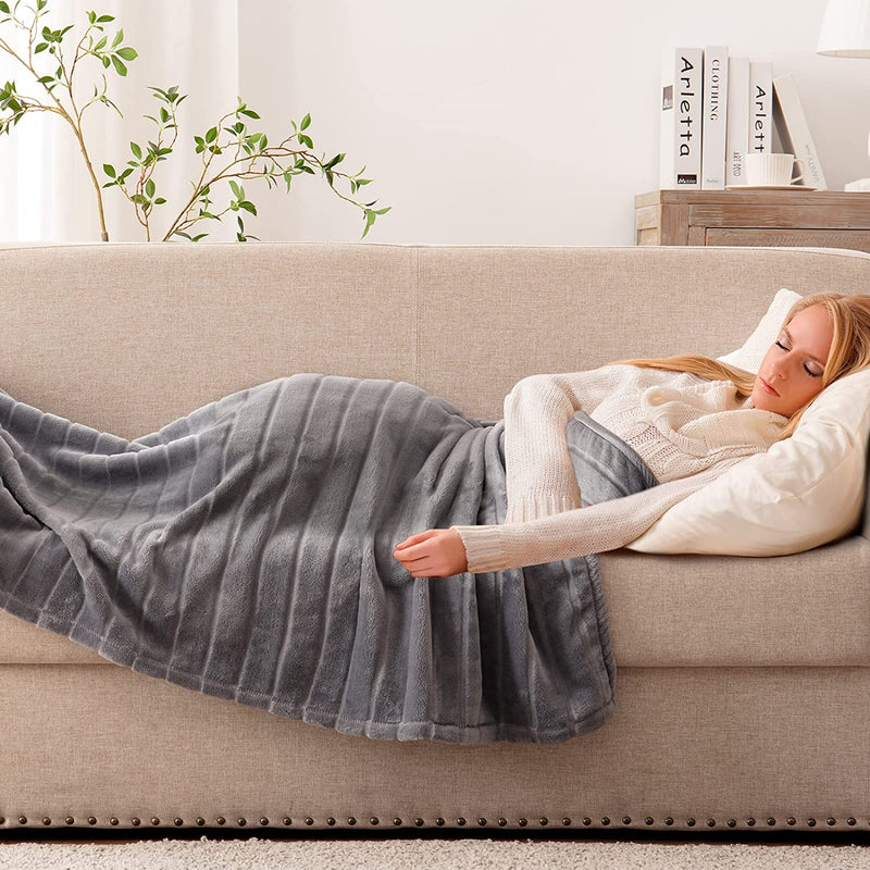 Fleece Cozy Sofa Bed Seasons Throw 330 GSM Soft Plush Fuzzy Warm Fluffy Blanket, 50"x 60", Dark Grey
