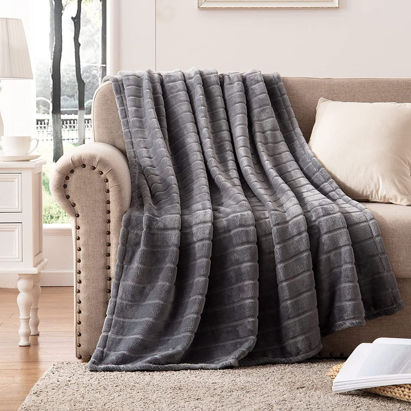 Fleece Cozy Sofa Bed Seasons Throw 330 GSM Soft Plush Fuzzy Warm Fluffy Blanket, 50"x 60", Dark Grey