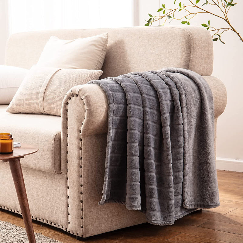Fleece Cozy Sofa Bed Seasons Throw 330 GSM Soft Plush Fuzzy Warm Fluffy Blanket, 50"x 60", Dark Grey