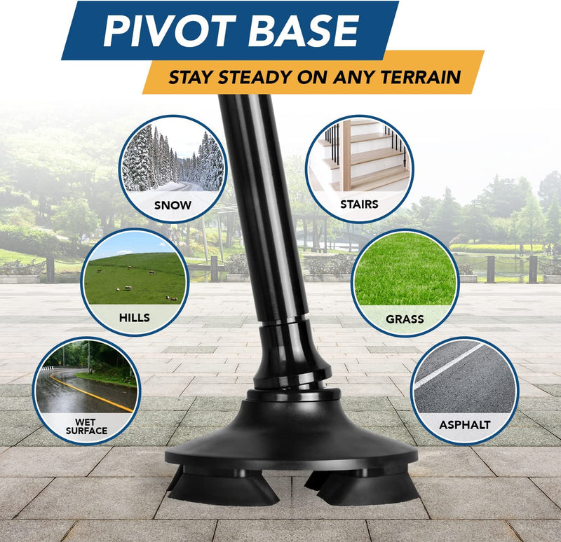 Walking Cane 250 Lbs Weight Limit, 5-Level Height Adjustable with Pivot Base
